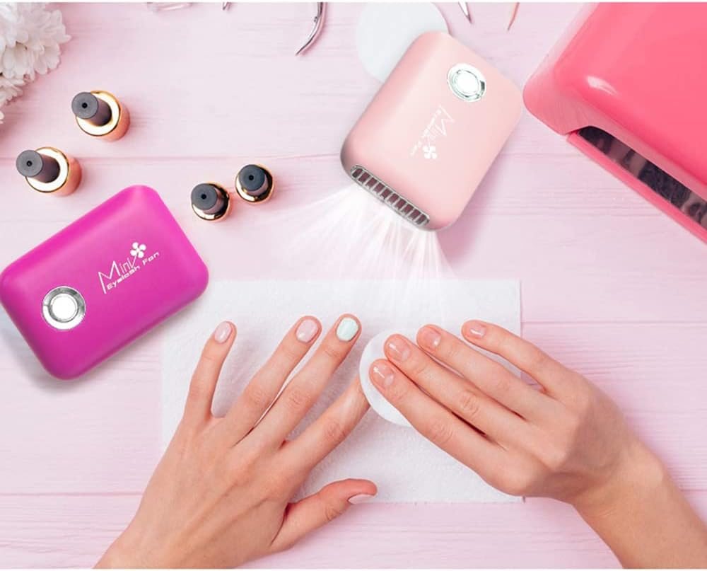 Threeh Eyelashes Fan Mini USB Rechargeable Electric Bladeless Handheld Cooling Fan with 3 Adjustable Speeds and T-Bracket,Black - Red image number 7