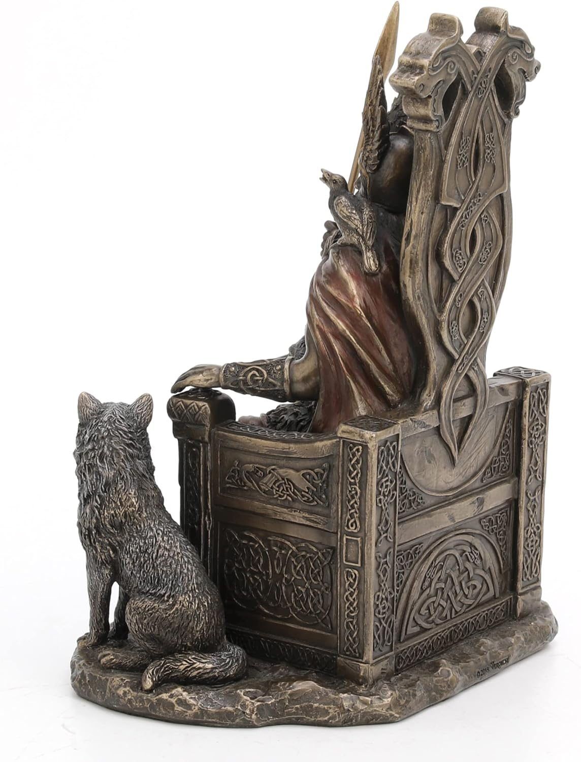 Veronese Design Resin Statues Norse God Odin on Throne with Wolves Bronze Finished Statue 7 X 10.25 X 4.75 Inches Bronze image number 4