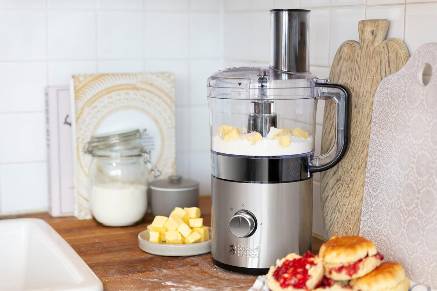 Russell Hobbs 25280-56 Multi Food Processor (Chopper/Cutting/Rasp) Compact Food Processor (Space-Saving Design, 1.2 L Dishwasher Safe Mixing Bowl, Stainless Steel Disc, Chopper) image number 1