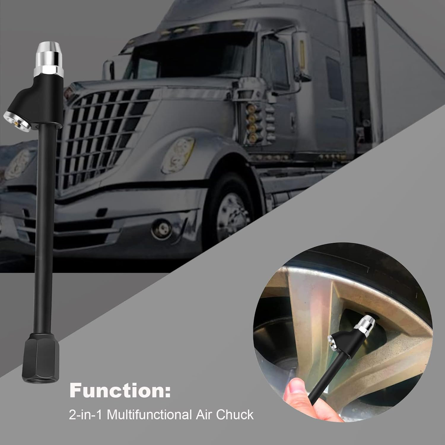 GODESON Air Chuck,1/4" FNPT Extended Reach Dual Head Chuck Set with Quick Plug,2-Way Connect Tire Chucks for Bikes,Motorcycle,Car,And Etc,Tire Air Chuck for Tire Inflator Gauge or Air Compressor image number 6