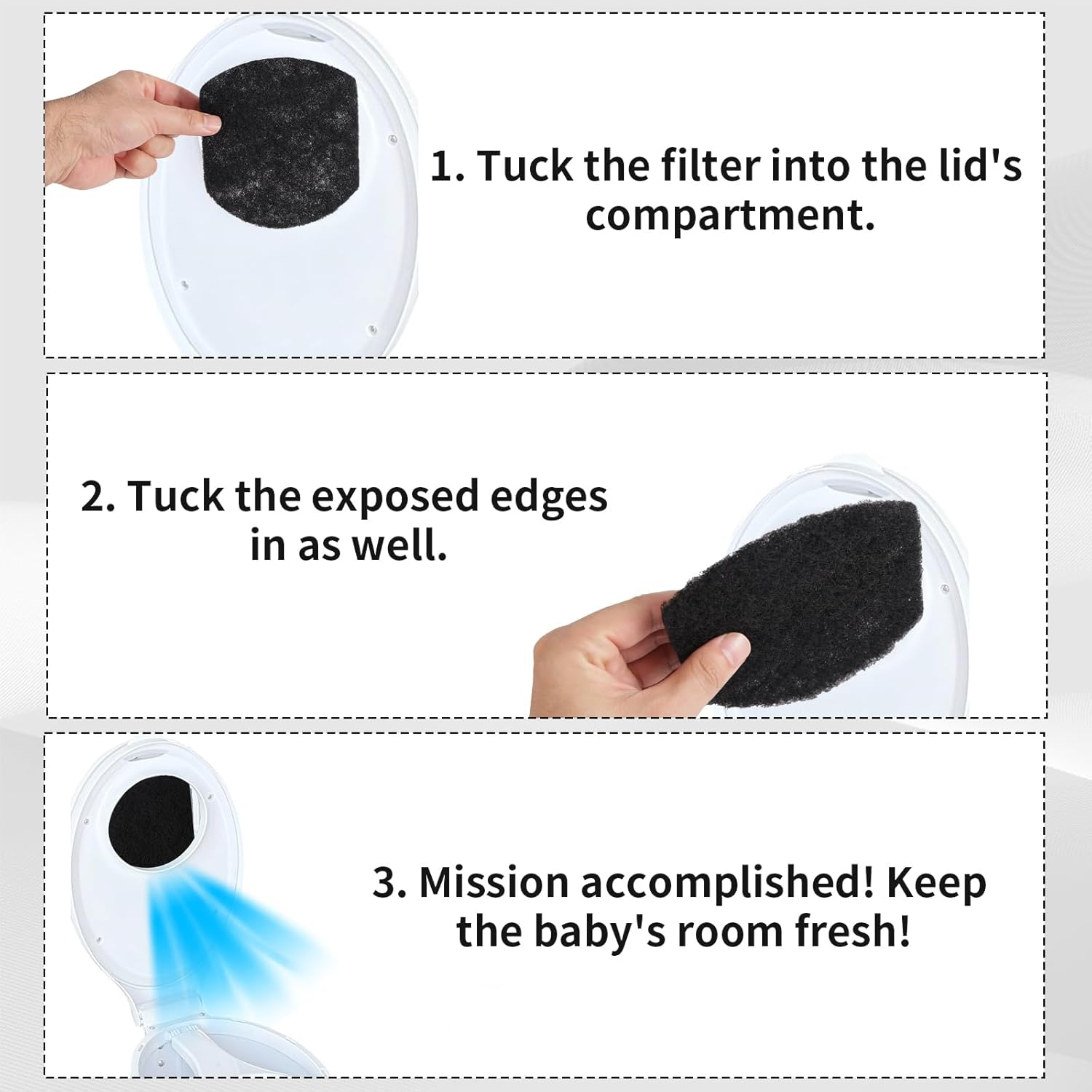 8Pcs Diaper Pail Deodorizers, Activated Charcoal Smell Eliminators Carbon Filters Refills Compatible with Ubbi Diaper Pail to Keep Home Fresh Air