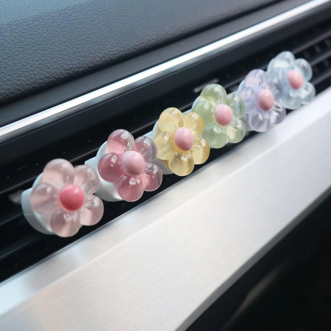 Joynaamn 6 PCS Car Accessories for Women, Flower Car Air Vent Clips Air Conditioner Outlet Decoration Car Interior Decor Charm, Assorted Color image number 4