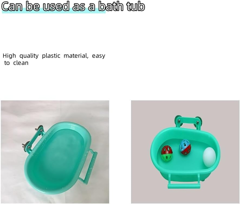 Bathing Tubs for Small Animals with 3 Balls Bird Water Bowl Bird Food Bowl Bird Food Feeder for Birds Parakeet Canary(Green) image number 1