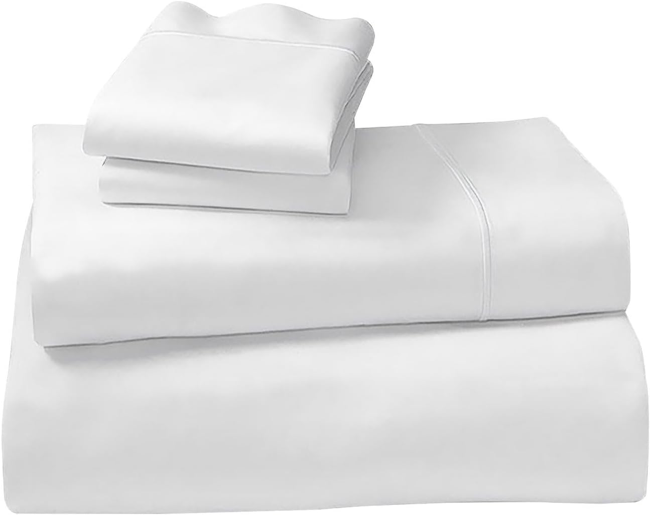 4Pc 1000 Thread Count Cotton Rich King Bed Sheet Set CVC Microfibre Blend in White image number 2