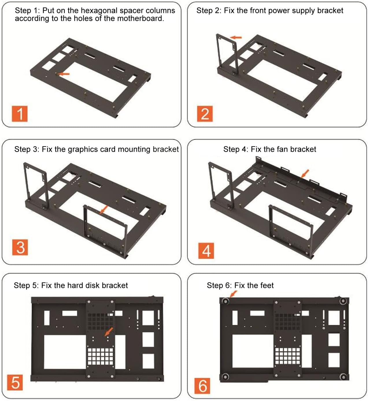 DIY Computer Motherboard Case Rack, Open Chassis Case Rack with Handle for ATX M ATX ITX Motherboards, Widely Body Heat Dissipation Design image number 3