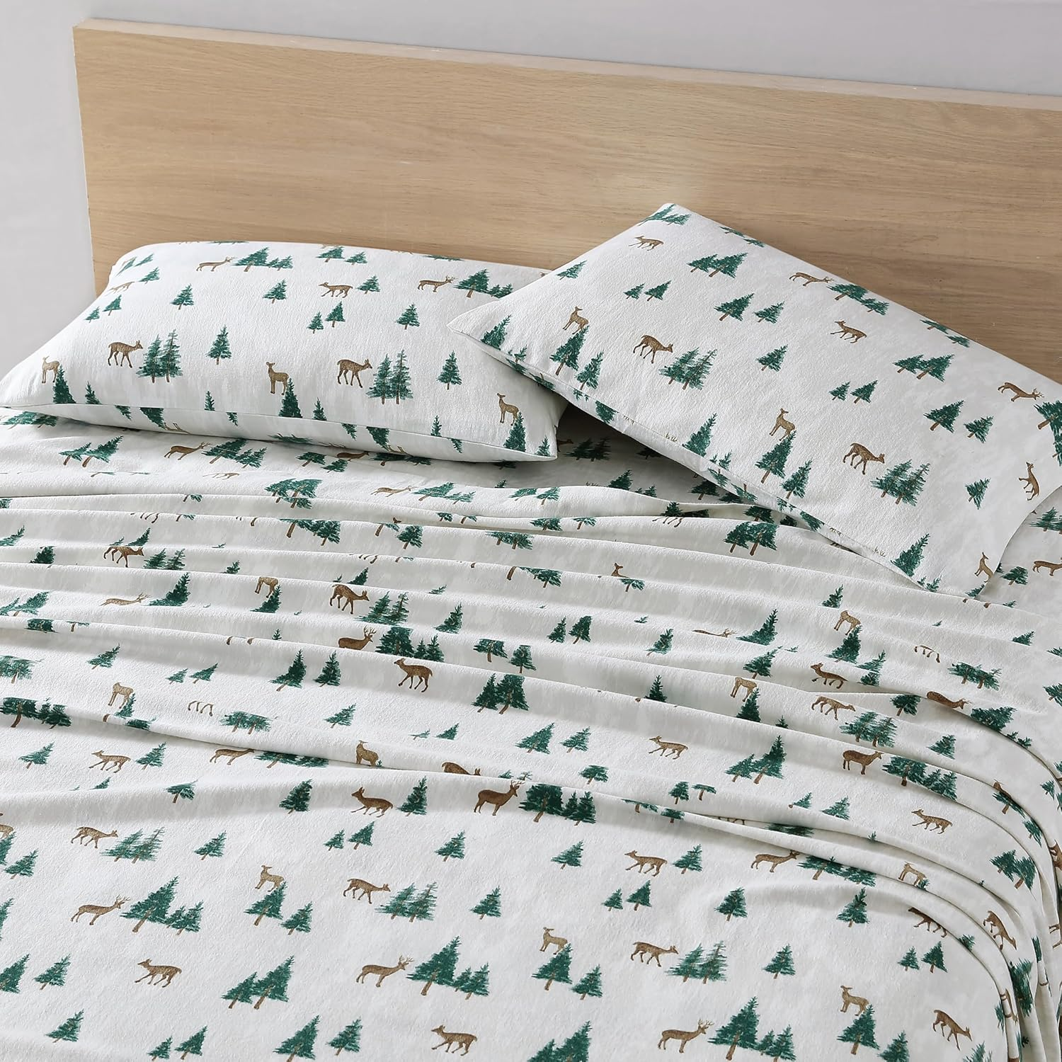Eddie Bauer - Queen Sheets, Cotton Flannel Bedding Set, Brushed for Extra Softness, Cozy Home Decor (Deer Hollow, Queen) image number 4