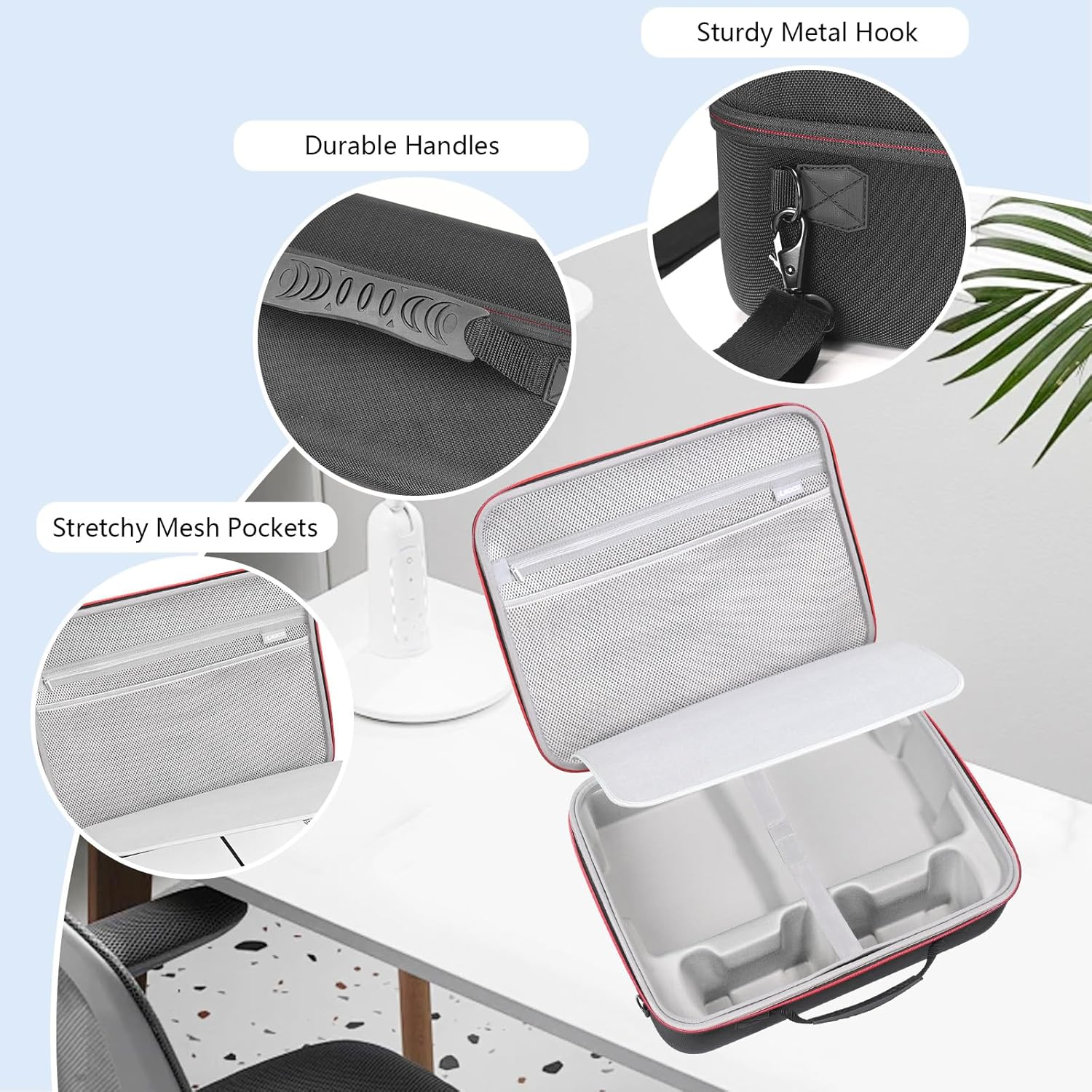 RLSOCO Case for Playstation 5 Pro, Travel Hard Shell Carrying Case, Holds PS5 Pro Console X1, Controller X2, Charger X1, Portable Screen X1, Game Discs and More - with Shoulder Strap (Case Only) image number 4