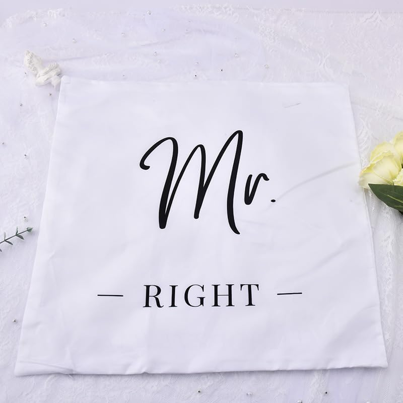 Romantic Couple Pillow Cover Gifts for Husband Hubby Mr Right Pillowcase for Newlywed Fiance Wedding Anniversary Birthday Gifts for Him Boyfriend Groom 18X 18 Cushion Case Bedroom Home Decor image number 5