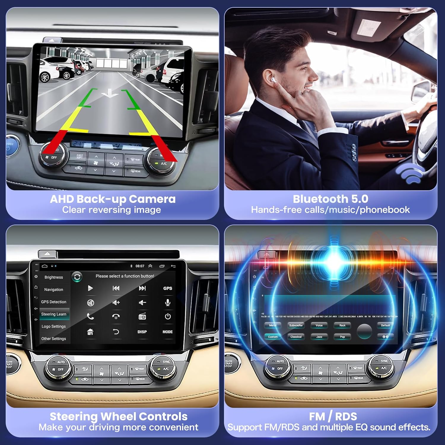 4+64G Android 14 Car Stereo Radio for Toyota Rav4 2013-2018 with Wireless Carplay Android Auto, 10&lsquo;&rsquo; IPS HD Touch Screen Toyota Rav4 Radio with Bluetooth/Wifi/Gps/Backup Camera//Swc/Fm/Mirror Link image number 1