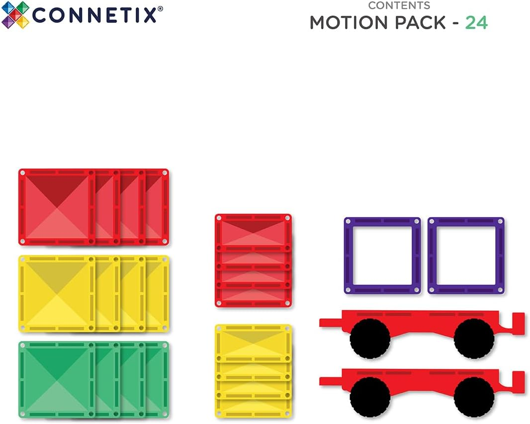 CONNETIX Magnetic Tiles Rainbow Motion Pack, 24 Pieces image number 3