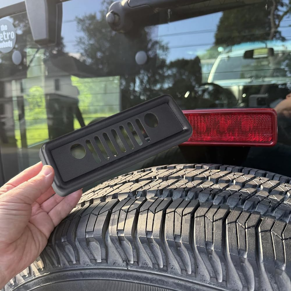 Rear Brake Light Cover, ABS Rear High-Mount Grille Light Protector Trim, Compatible for Jeep Wrangler JK 2007-2017,Automobile Accessories(Black) image number 5