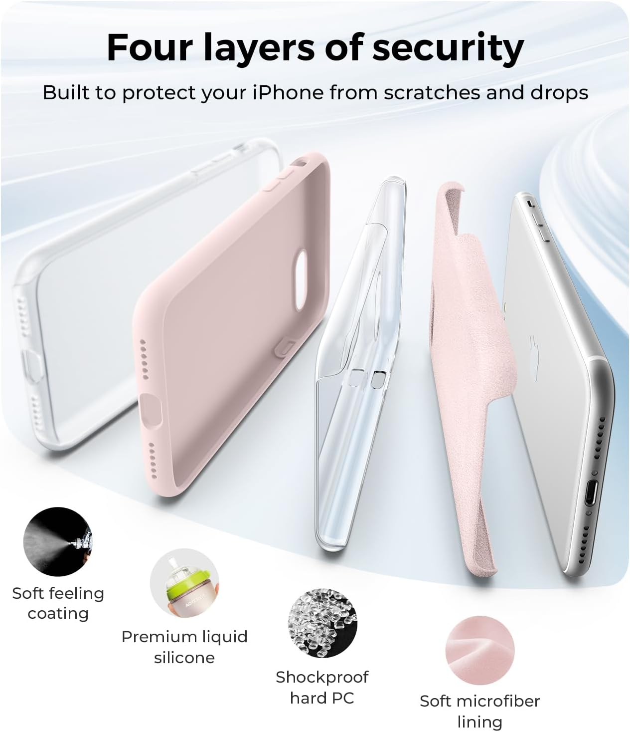 AOTESIER Slim Silicone Case for Iphone SE 2020 Case/Iphone SE 2022/Iphone 7/8 Case 4.7 Inch,Premium Liquid Silicone Rubber Full Body Military Shockproof Protective Phone Case, Chalk Pink - Chalk Pink image number 6