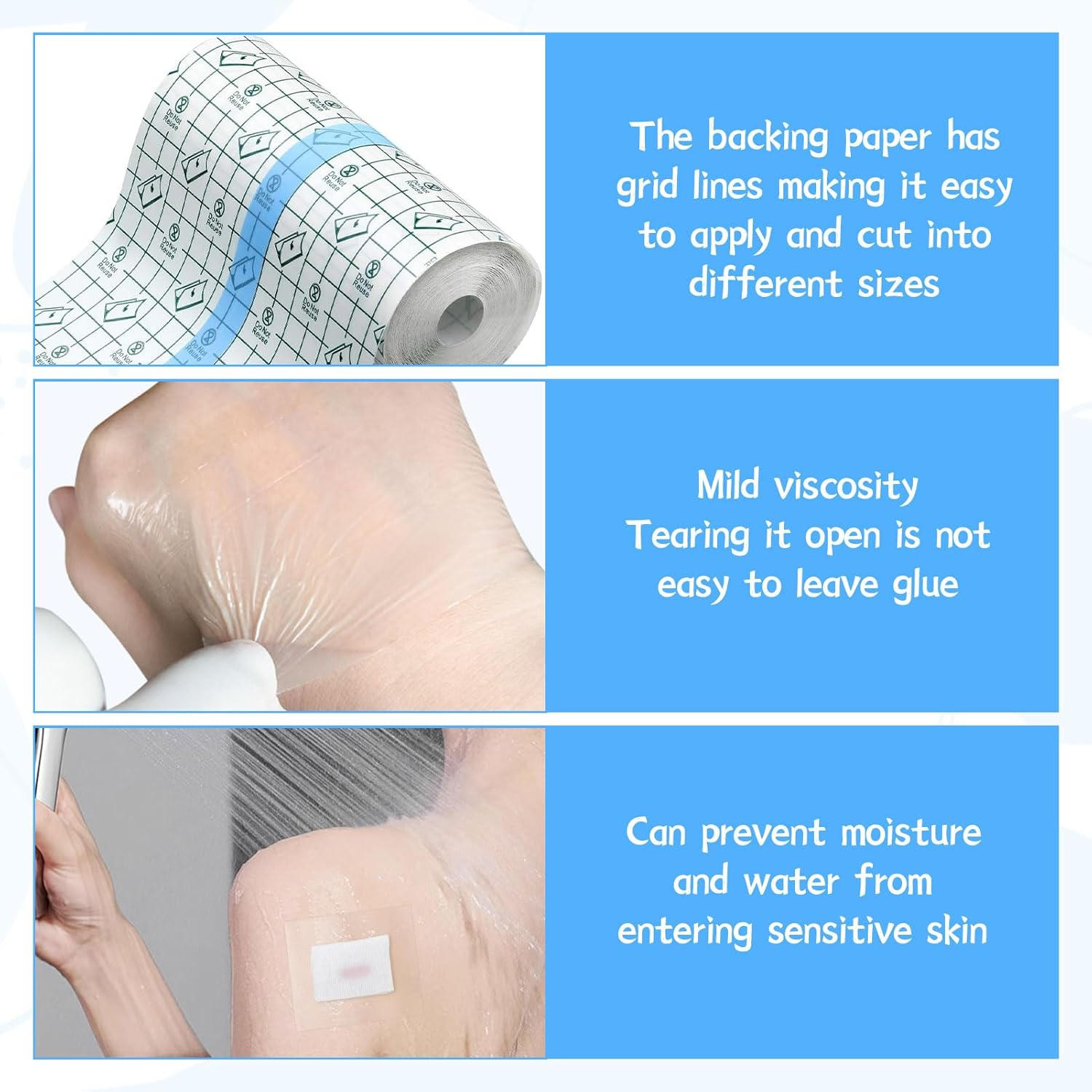 Waterproof Bandage, Wound Dressing Bandage, Second Skin Tattoo Film 15Cm X 5M, Disposable Stretch Adhesive Bandage for Shower Shield Dressing, Tattoo Supplies for Tattoo Aftercare Swimming image number 2