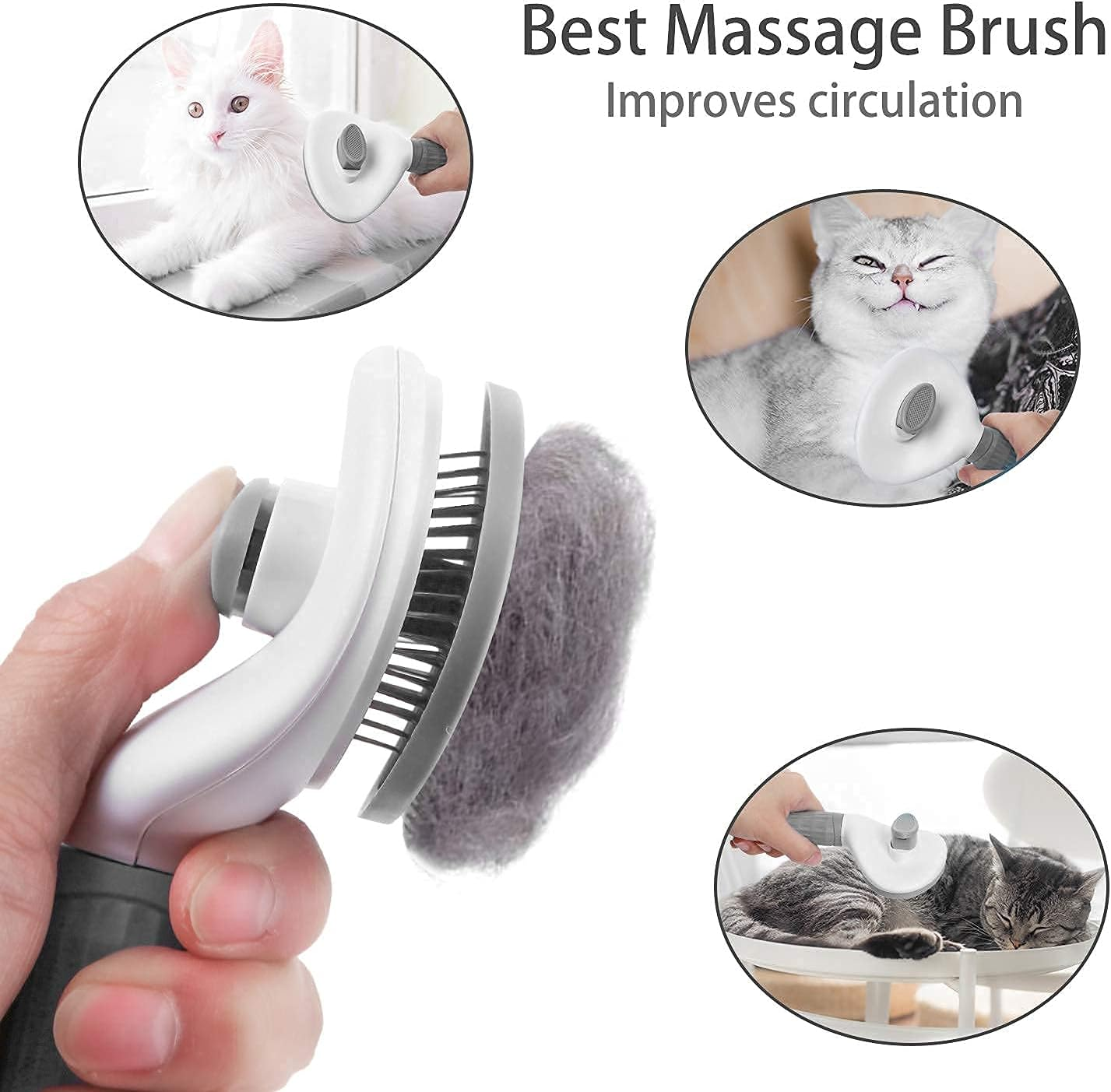 Cat Brush Dog Brush with Release Button for Shedding, Self Cleaning Cat Comb Hair Brush for Indoor Cats, Dog Deshedding Brush Grooming Kit, image number 4