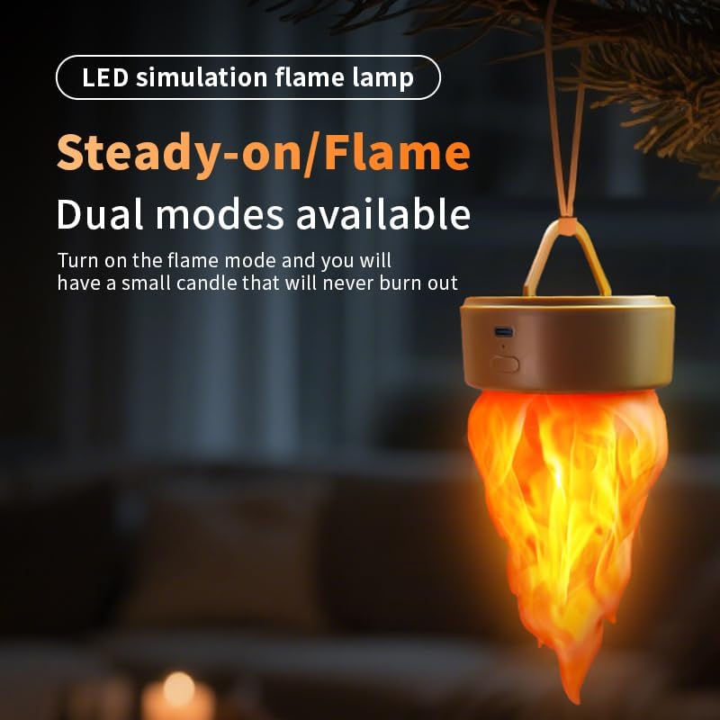 Werncy Rechargeable 3D Flame Light with 3 Modes: Long-Lasting, Flickering, and Timed Realistic Flame Effects, Suitable for Indoor/Outdoor Halloween, Christmas, Camping, and Home Decoration image number 1