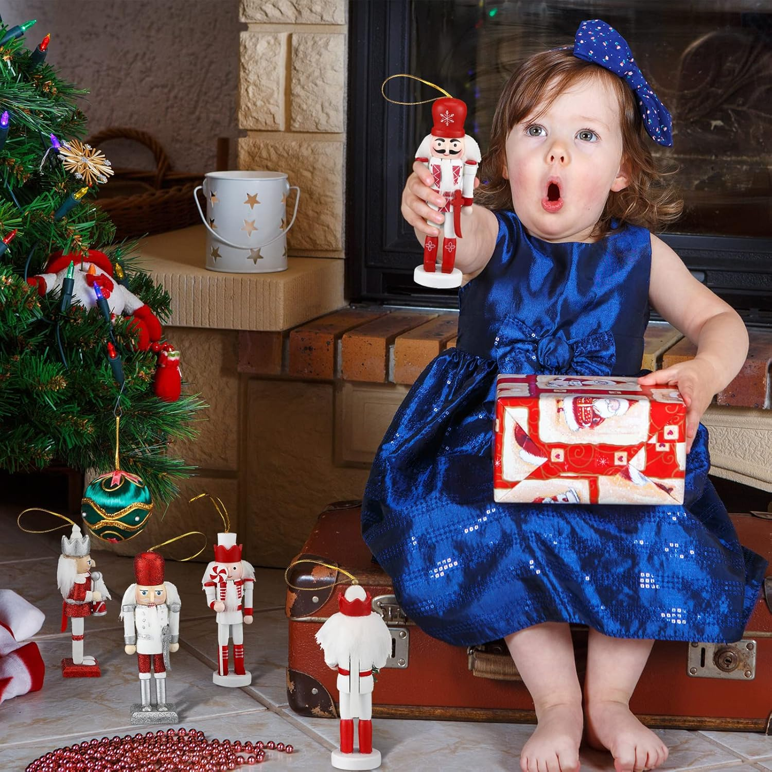 10 Pcs Christmas Nutcracker Ornaments Wooden Nutcracker Hanging Decorations 5 Inch Tall Nutcracker Figures Nutcracker Christmas Decorations Nutcracker Soldiers for Figures Puppet Toy (Red Series) - Red image number 2