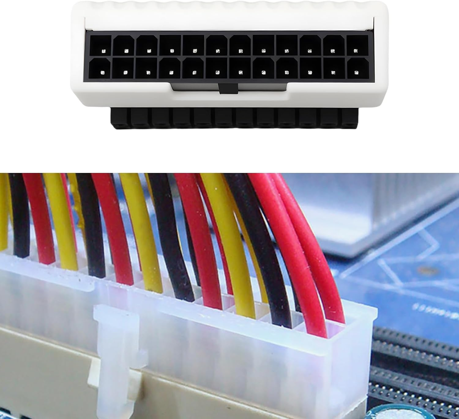 Ecsing Computer Motherboard 90 Degree Turn White Power Connector Plug Suitable for ATX 24PIN Motherboard Port image number 2