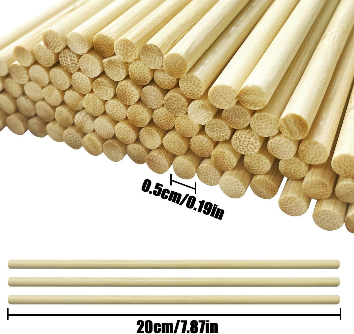WELANE round Wood Sticks, 100 PCS Unfinished Bamboo Sticks for Arts Craft, DIY Crafts Projects image number 4