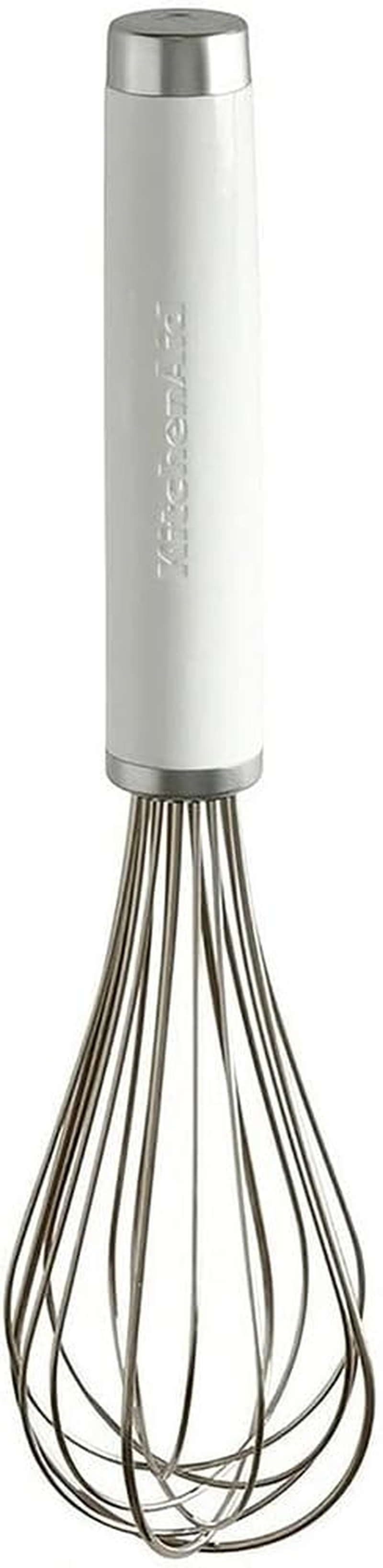 Kitchenaid Classic Whisk White - 27Cm Stainless Steel with Gloss White Handle and Satin Chrome Accents | Ideal for Whipping, Beating Eggs, and Mixing | Suitable for Both Dry and Liquid Ingredients