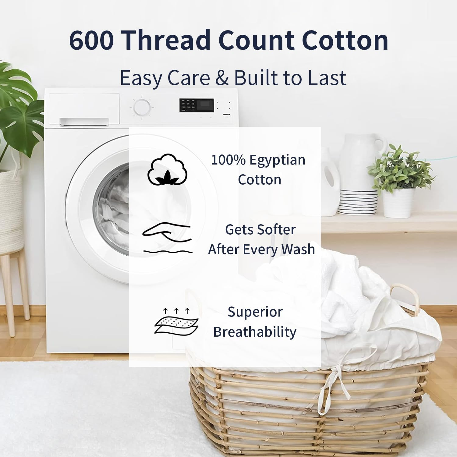 Shunjie.Home 100% Cotton Queen Bed Sheets Set - 600 Thread Count Sateen - 4 Piece Bed Sheet Set, Deep Pocket with All around Elastic, Breathable & Durable Hotel Luxury Bedding - Dark Grey