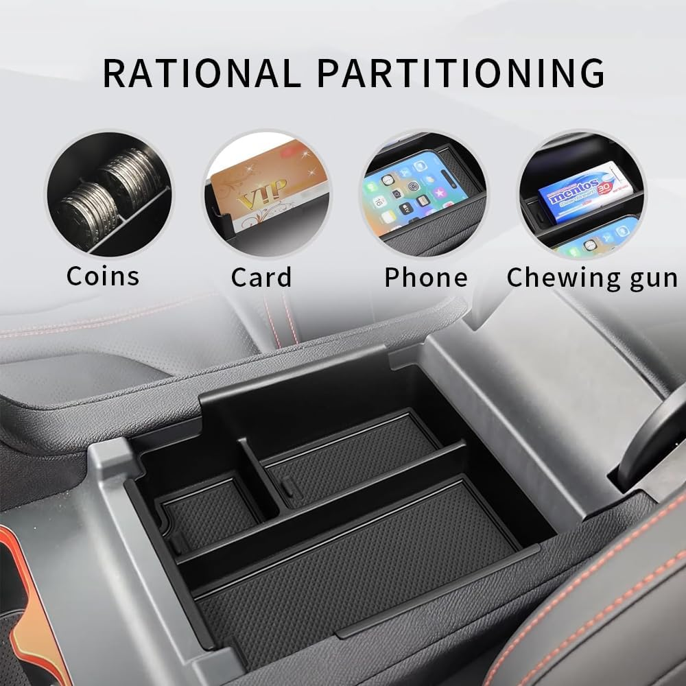 Compatible Center Console Storage Tray, Internal Armrest Storage Box and Plugin for 2024 BYD Pickup Shark 6 image number 4