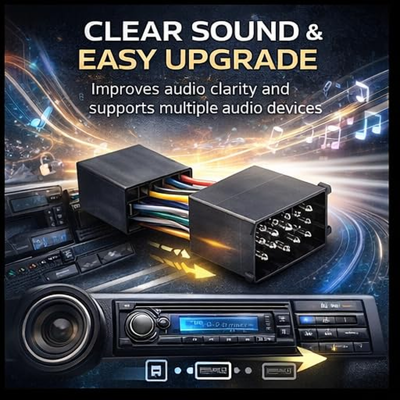 KIMISS Radio Wiring Harness, Fits for E36 E46 E39 Car Stereo Harness Adapter, ABS Material, Plug and Play, Easy Installation, Connect Multiple Devices, Aux Adapter Cable