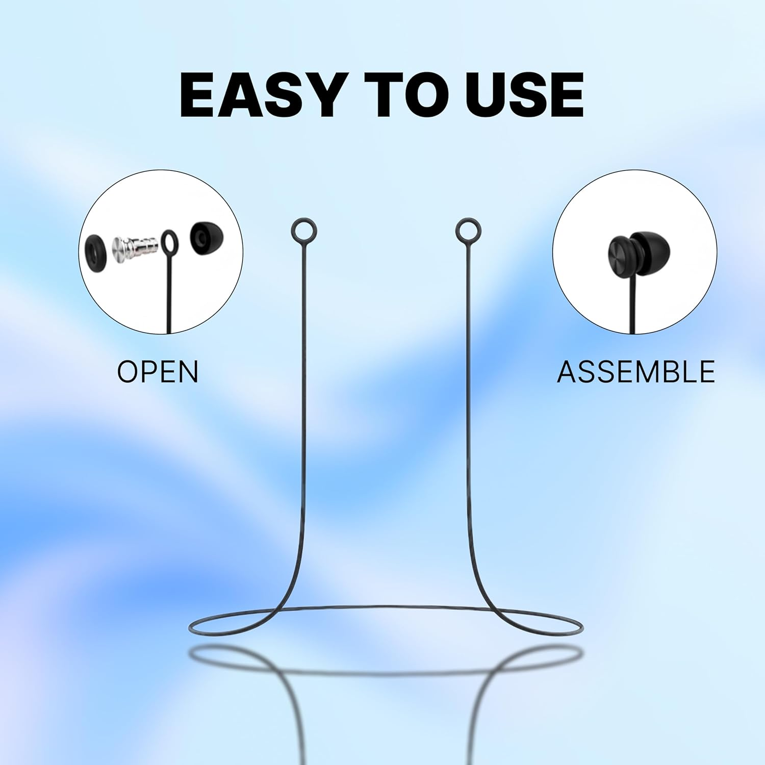 Earplug Lanyard, Flexible and Durable Silicone Cord for Safe and Convenient Holding of Earplugs, Earphones & Earbuds, Compatible with Loop Quiet/Engage/Experience and Vibes (Black) image number 5