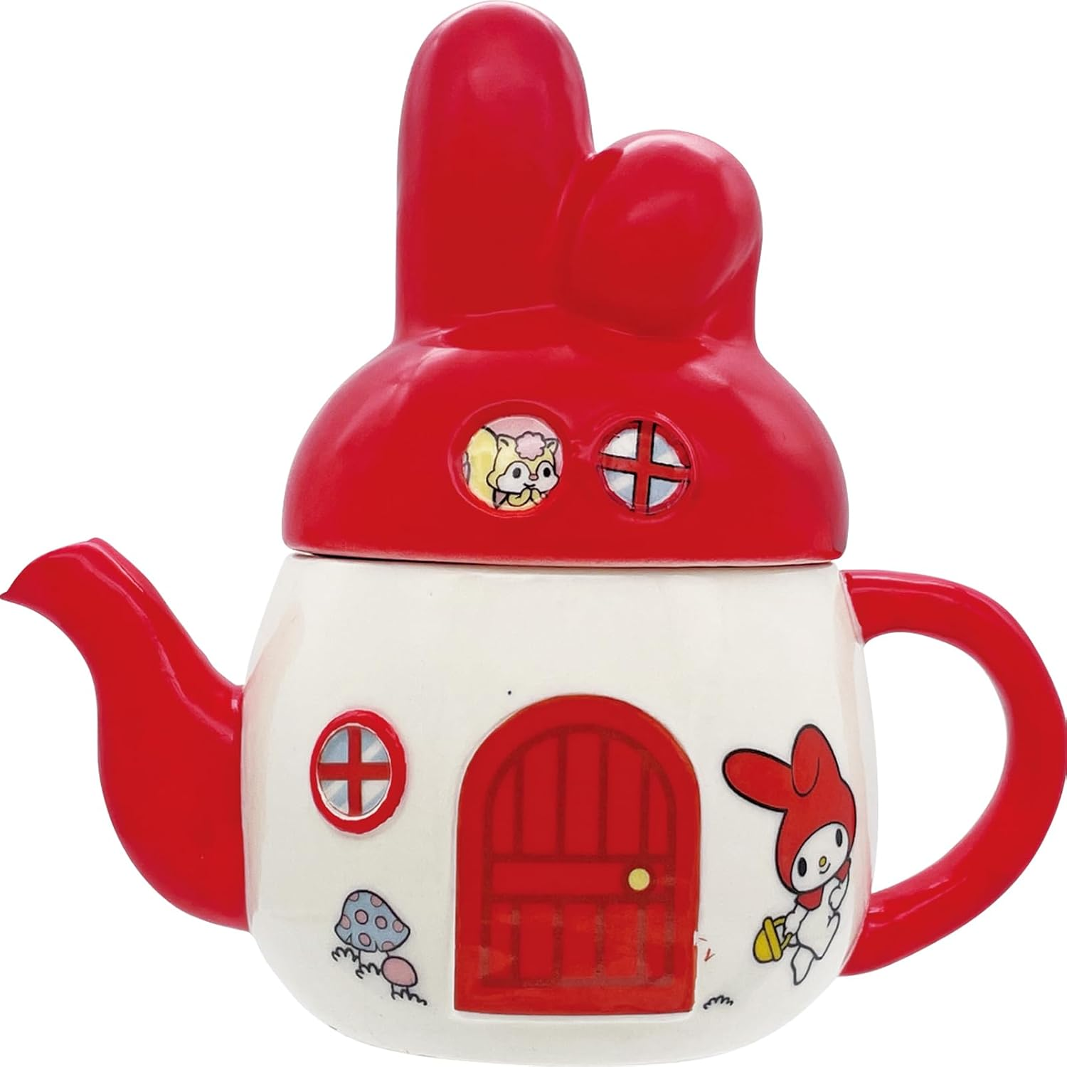 Sanrio SAN4792 My Melody Teapot, Tea Pot, Red Mushroom Home, My Melody, Goods, Tableware, Red, White, Approx. 7.1 X 4.3 X 5.9 Inches (18 X 11 X 15 Cm), 19.4 Fl Oz (550 Ml) image number 3