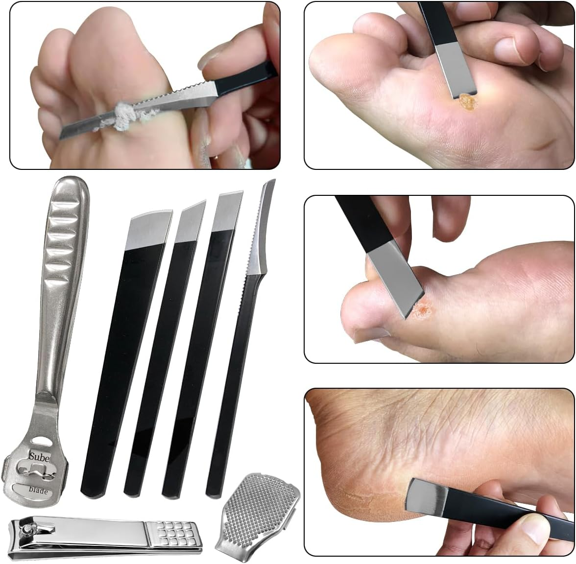 37 Pcs Callus Shaver for Feet Set, Foot Callus Shaver, (1 Foot File &1 Foot File Heads & 4 Pedicure Knife & 1 Nail Clippers & 30 Replacement Slices Blades) image number 4