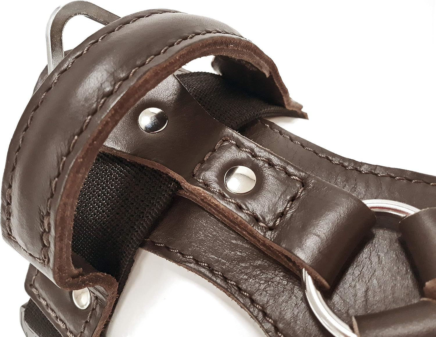 Dingo Gear Epic Dog Harness, Classic Leather with Almighty Safety System, Adjustable, Cushioned, Lined, Approved by Professionals, Size L, Brown (S05-18) image number 3