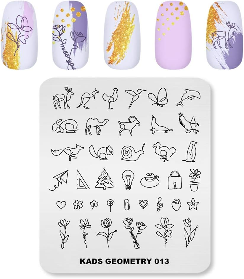 KADS 5Pcs Nail Stamp Plates Set Nails Art Stamping Plate Unique Irregular Geometry Pattern Nail Plate Template Image Plate image number 5