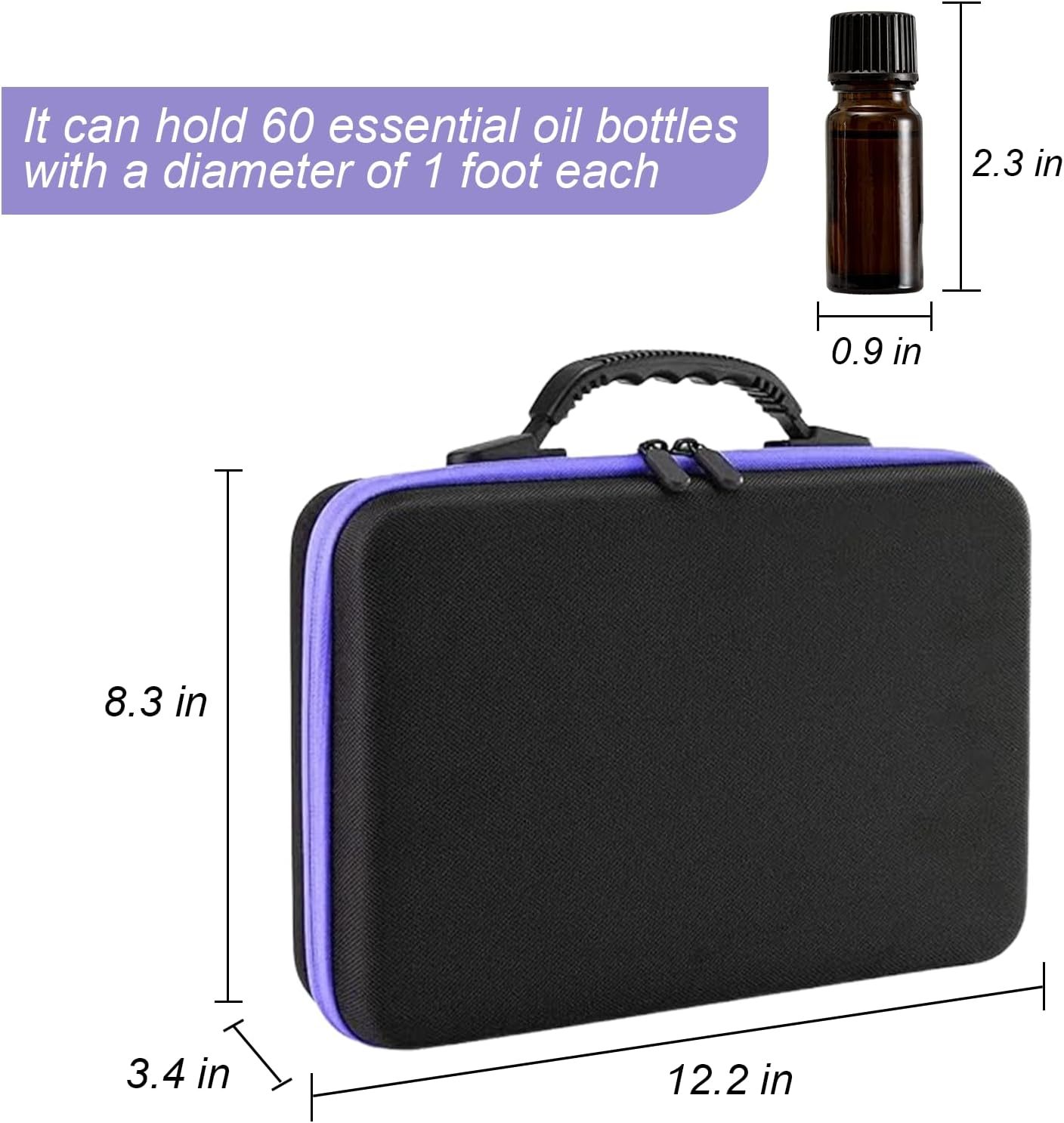 60 Bottle Essential Oil Storage Organizer Carrying Case for 5Ml 10Ml 15Ml Bottles Portable Essential Oil Holder Organizer Compact Design 12.6 X 8.86 X 3.54 Inches Ideal for Travel image number 3