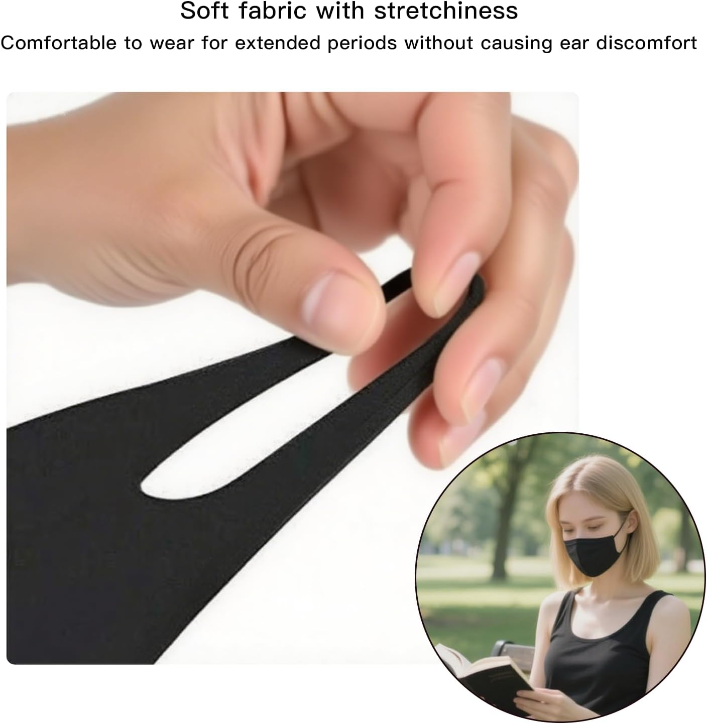 ONBPIY Black Face Mask 12 Pack Reusable Washable Breathable Fabric for Men Women Unisex Daily Use Face Cover Mask image number 5