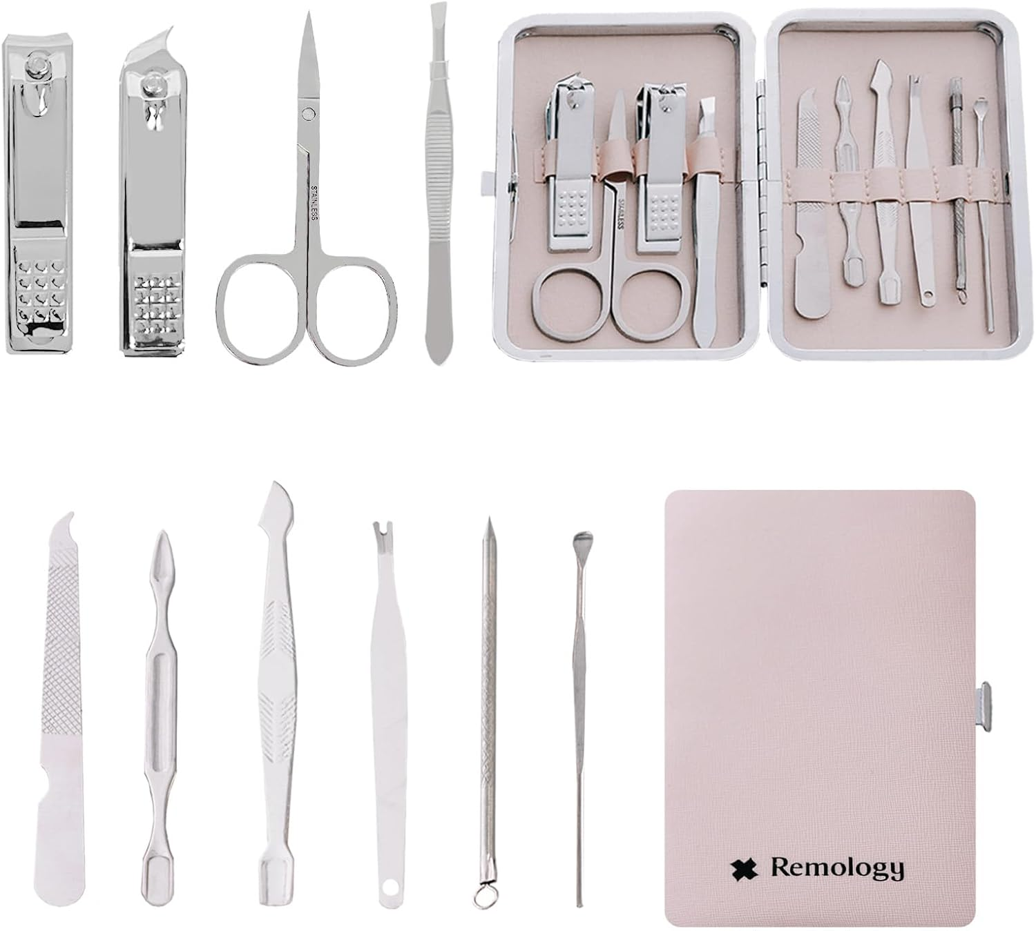 10-Piece Professional Manicure Set with PU Leather Case, Facial Care and Nail Care Tools image number 6