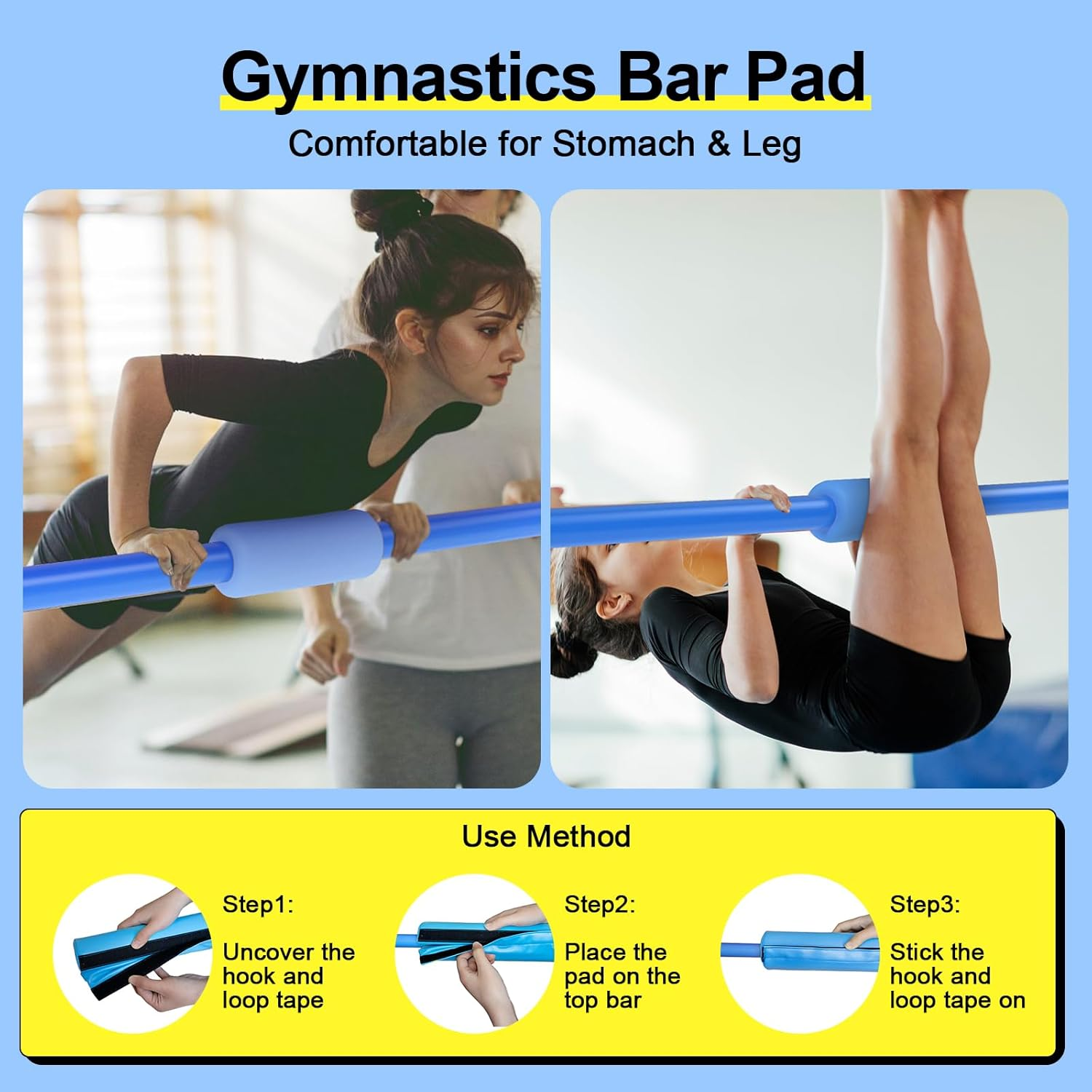 Safly Fun Expandable Gymnastics Bars Junior Training Bar Gymnastic Folding Horizontal Bars with Mat for Kids image number 3