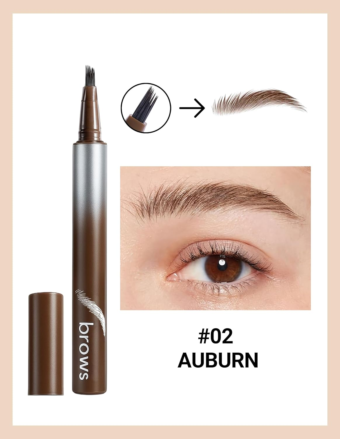 Erinde Microblading Eyebrow Pen, Waterproof Liquid Eyebrow Pencil for Women, Long Lasting Natural Brows Eyebrow Pens, Creates Full Realistic Hair like Strokes, Outlining Filling Eyebrow Makeup #02 image number 3