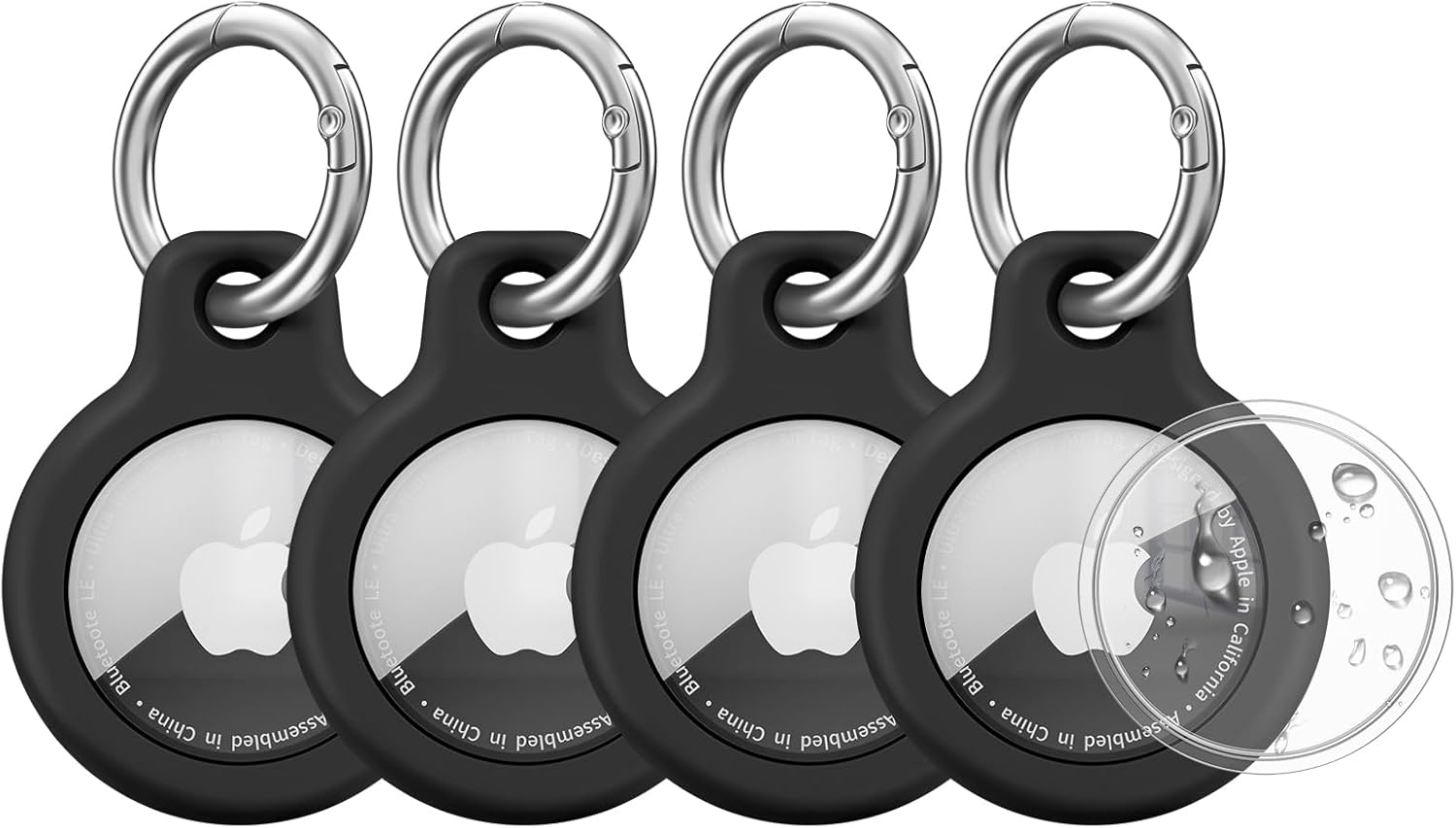 4 Pack Airtag Holders for Apple Airtag 2021, Leonids Shockproof & Waterproof TPU Airtag Holders with Anti-Lost Keychain for Dog/Cat Collar, Luaggage, Bags, Keys (Blue+Pink+Mint Green+Purple)