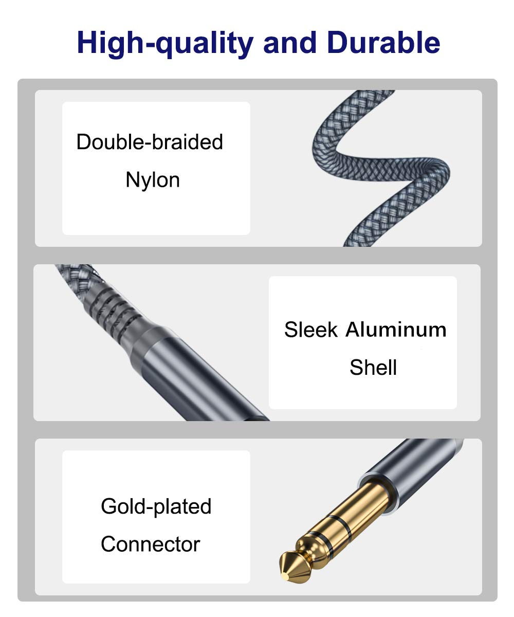 Elebase 1/4 Inch TRS Instrument Cable 3M 2-Pack,Straight 6.35Mm Male Jack Stereo Audio Interconnect Cord,6.35 Mm Balanced Line for Electric Guitar,Bass,Keyboard,Mixer,Amplifier,Amp,Speaker,Equalizer image number 4