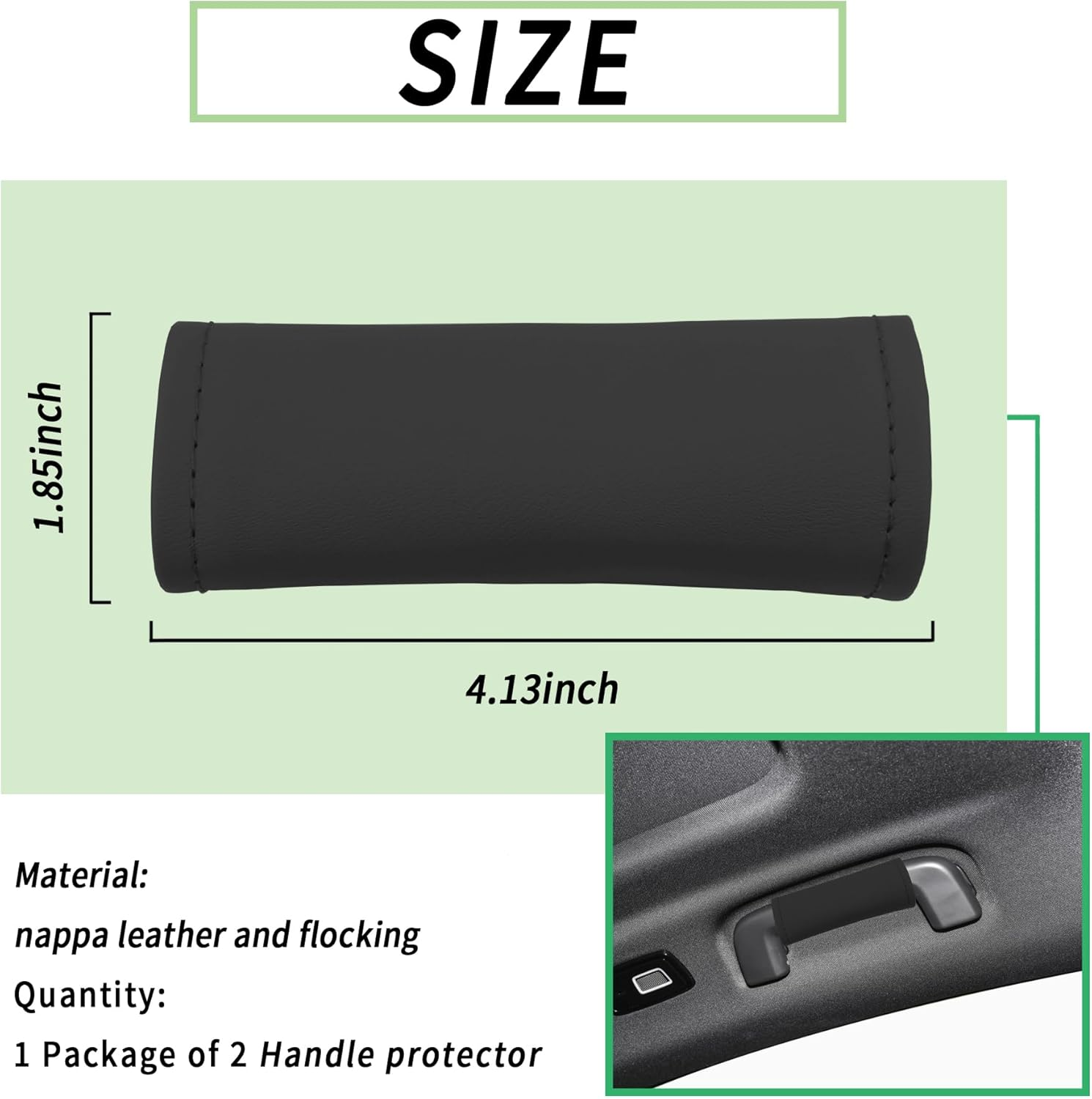 2PCS Leather inside Car Door Handle Protector,Colorful Car Handle Cover for Car Decorations & Door Pull Handle Protections,Universal Interior Car Door Handle Scratch Protector (Black) image number 1