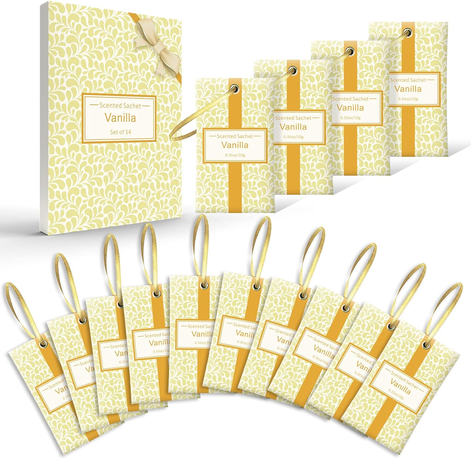 LA BELLEF&Eacute;E Scented Sachet,14-Packs Vanilla Fragrance Packets Perfume Envelopes Sachets, Idea Home, Wardrobe, Drawer, Car, Closets Vanilla Schets-14 image number 4