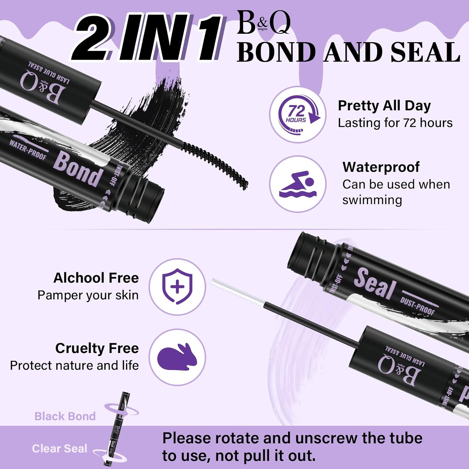 Lash Bond and Seal 10ML Eyelash Bond and Seal Lash Glue for Lash Clusters Black Bond Super Strong Lash Extension Bond and Seal Lasting Bond and Lock 72 Hours(Djst-Black-New) image number 1