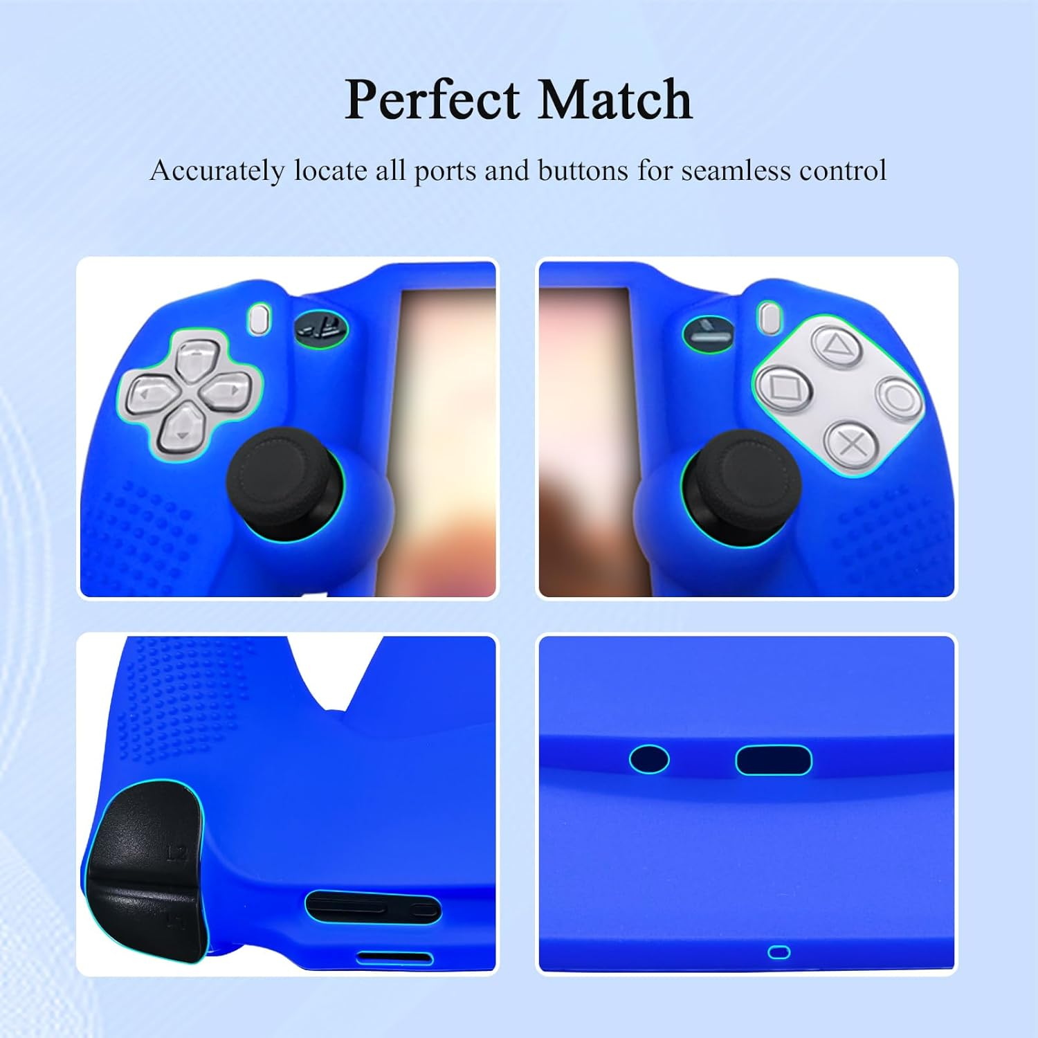Silicone Protective Cover and Stick Caps Compatible with Playstation Portal, Anti-Slip Protector Case and 10 Thumb Grip Caps Accessories for PS Portal Remote Player(Blue) image number 4
