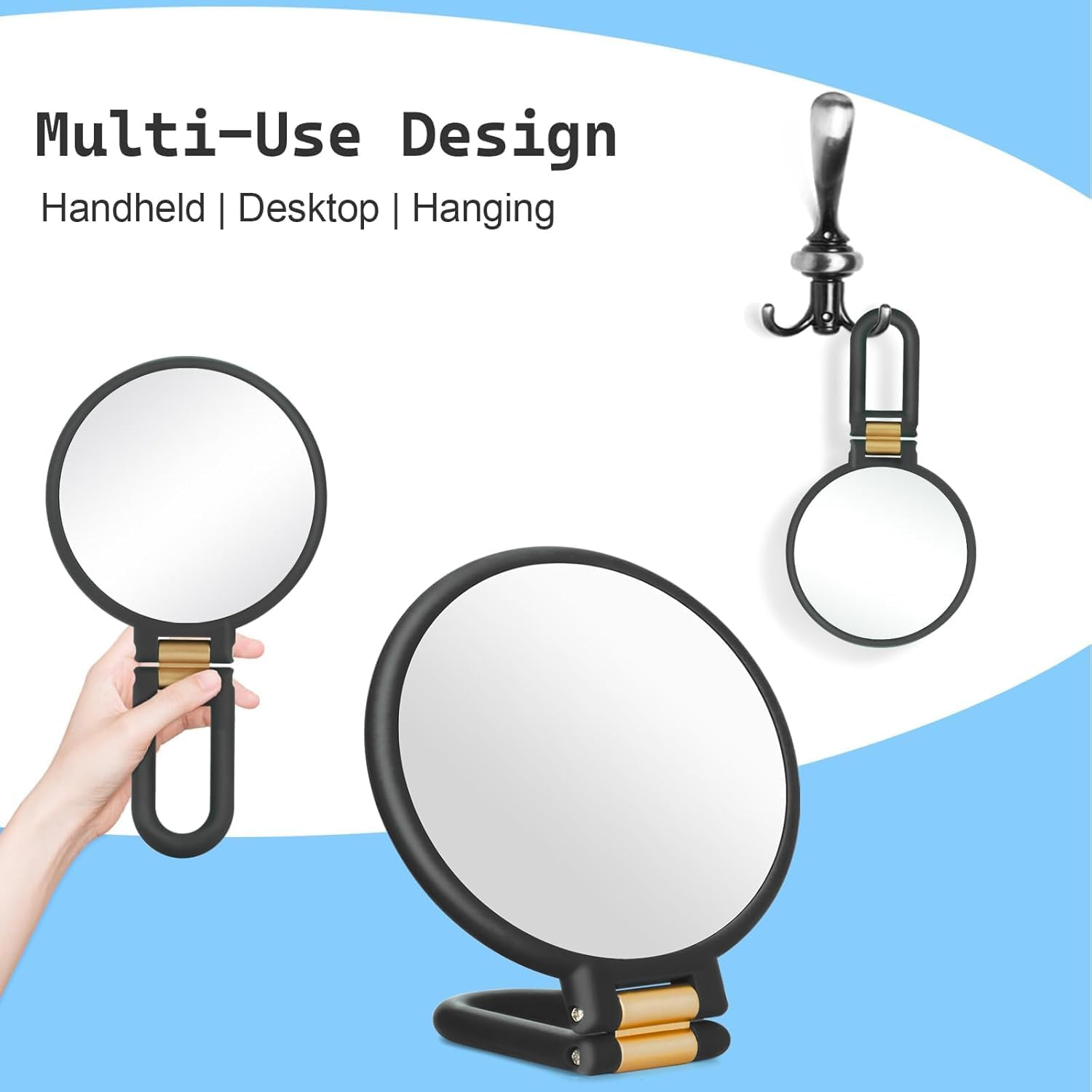 30X Magnifying Mirror, Travel Hand Mirrors with Handle, Double Side Handheld Mirror with 1X 30X Magnification & Adjustable Handle/Stand, Hand Held Foldable Travel Mirror for Makeup image number 5