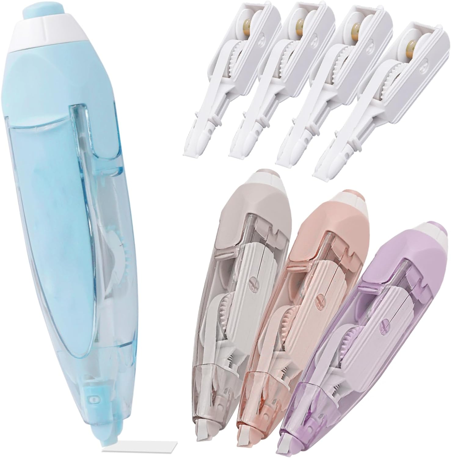 8Pcs Retractable White Out Correction Tape Set, 4Pcs Refillable White Out Tape Pen with 4Pcs Replacement Tape Refill, Aesthetic Writing Stationary Supplies for School Office Student Kids image number 4