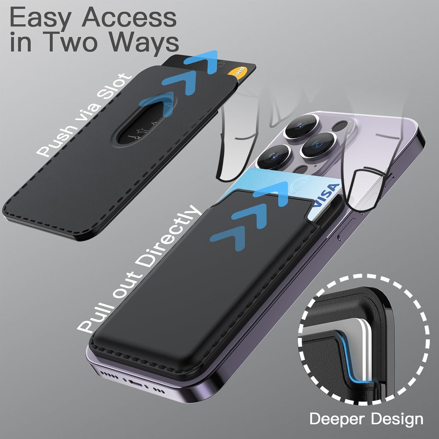 Jetech Magnetic Wallet Compatible with Magsafe for Iphone 17/Air/16/15/14/13/12 Series, Pixel 10 Series, PU Phone Card Holder, Store 1-2 Cards (Black) - Black image number 6