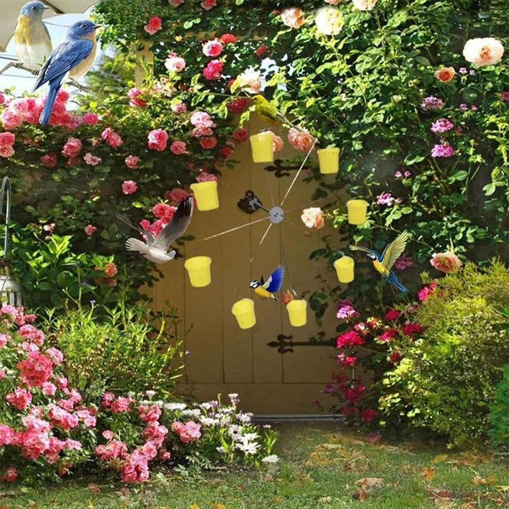 HYAVIA Ferris Wheel Bird Feeder &ndash; Outdoor Hanging Bird Feeder Toy with 8 Rotating Buckets, Unique Ferris Wheel Design for Hummingbirds & Wild Birds, Garden Yard Decor Feeder for Outside image number 1