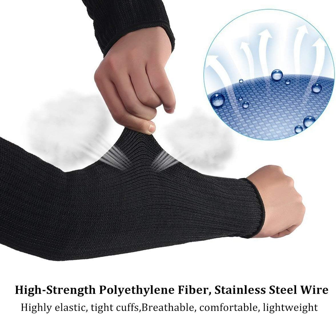 Arm Protective Sleeves,Kevlar Sleeves Cut Resistant Heat Resistant Sleeve,Anti Abrasion Safety Armband for Garden Kitchen Work 1 Pair (Black)