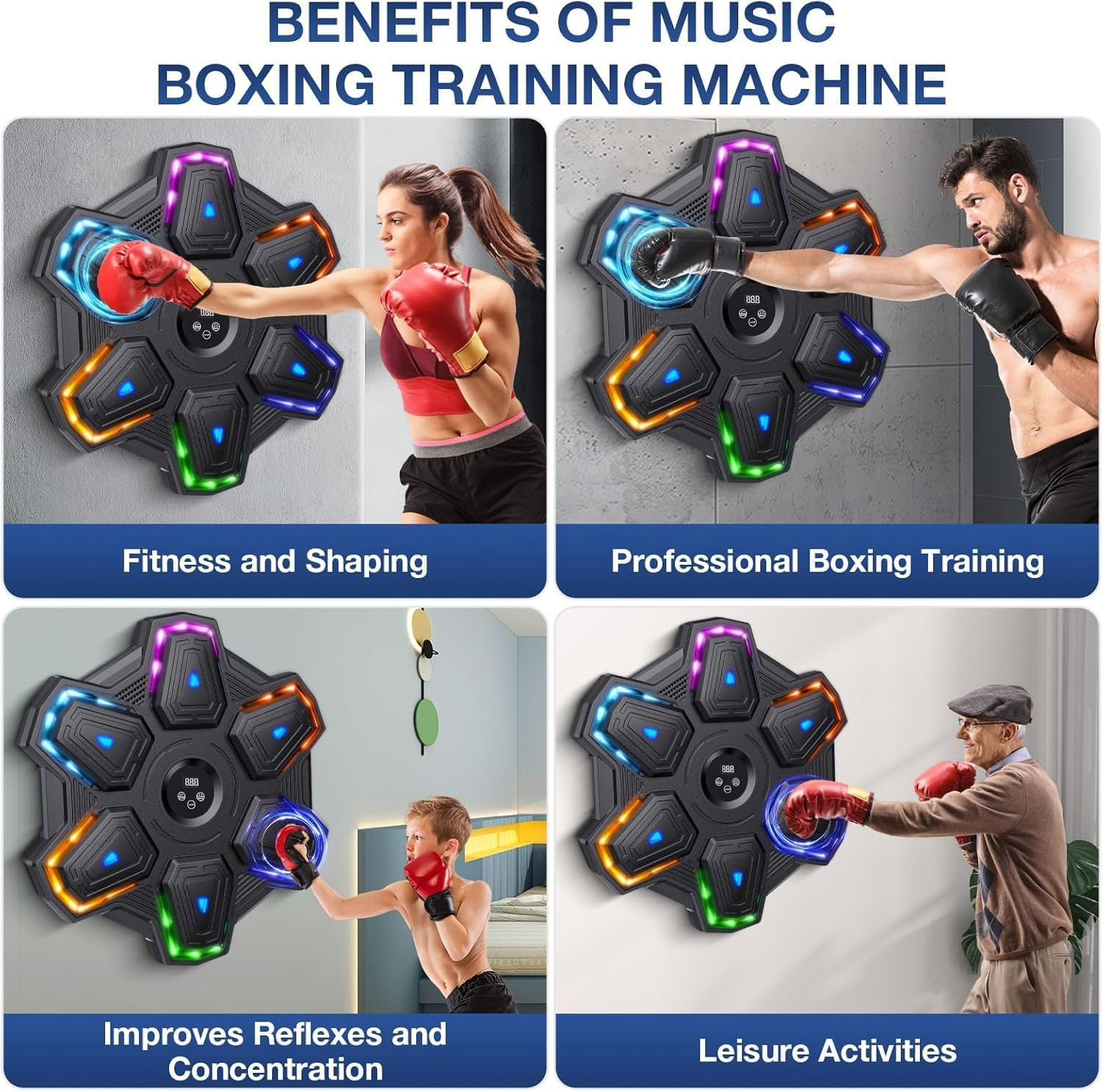 Music Boxing Machine Upgraded Version of Smart Music Boxing Machine Speed Adjustment Boxing Training Equipments for Home Adults and Children Wall Target Striker Reaction Indoor Electronic Target