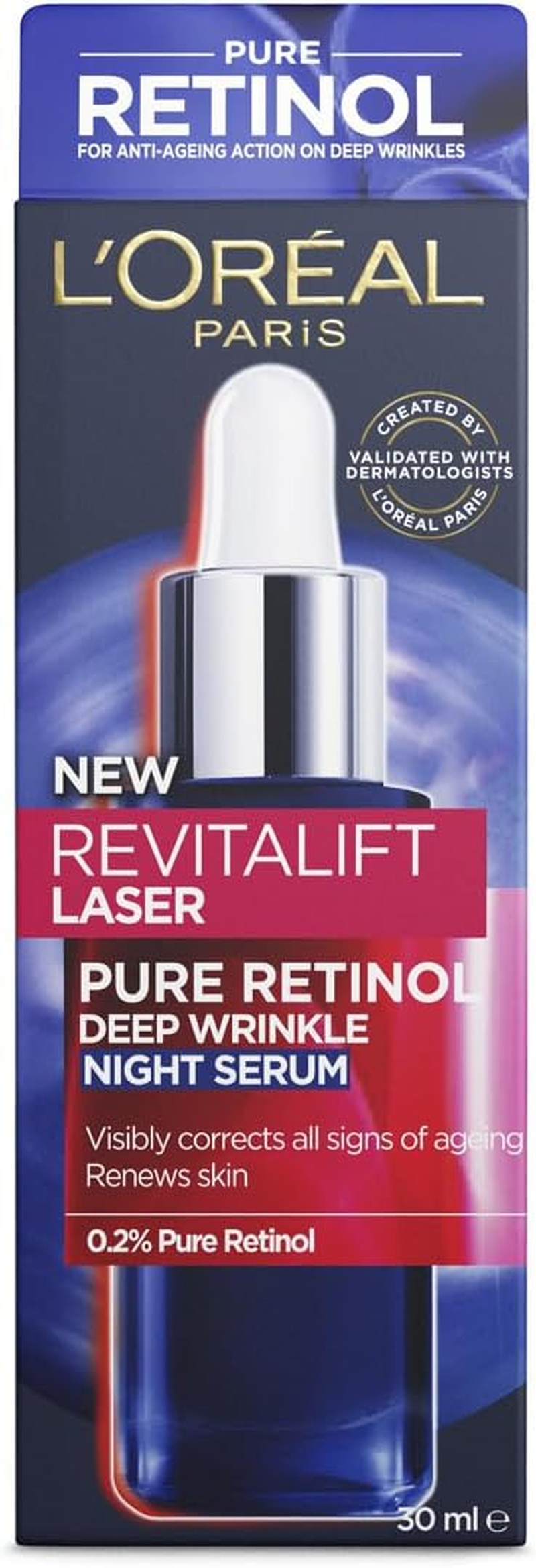 L'Or&eacute;al Paris, Night Serum, Hydrates & Renews Skin, Revitalift Laser Pure Retinol, 30 Ml image number 3
