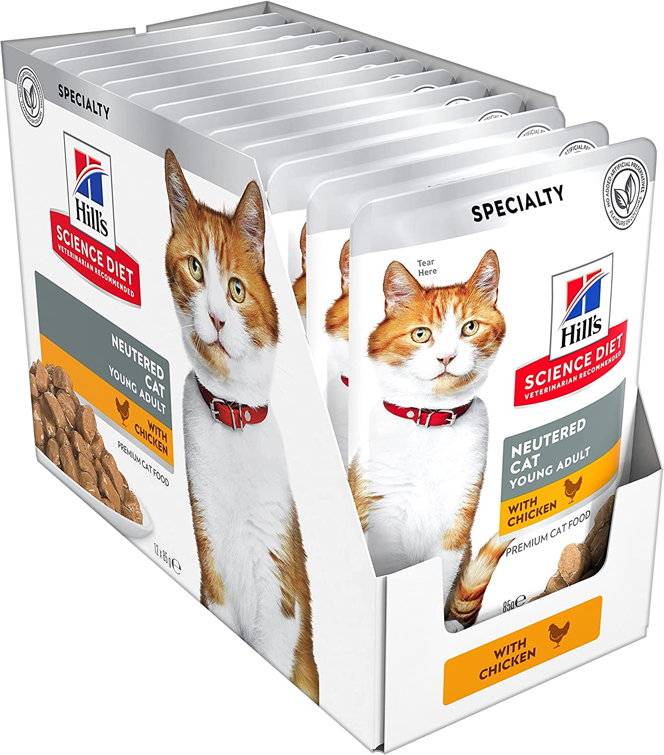Hill'S Science Diet Young Adult Wet Cat Food, Neutered Cat, Chicken, 85G, 12 Pack, Cat Food Pouches image number 2